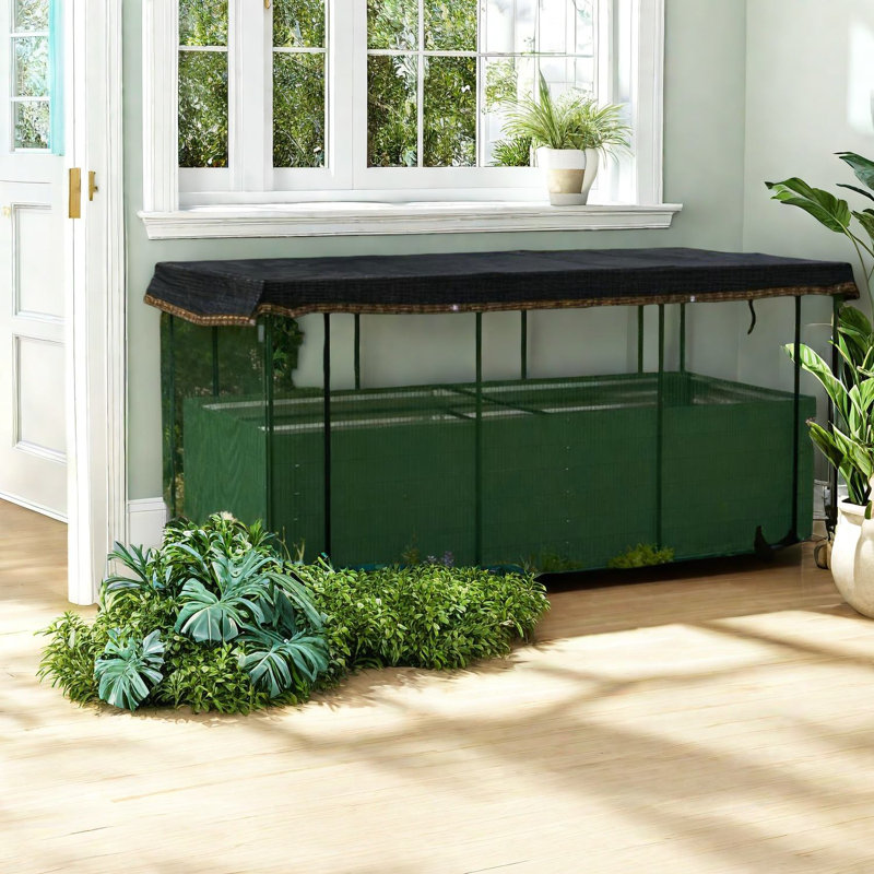 Cage de culture et toile d'ombrage avec jardin surélevé, jardinière en acier galvanisé