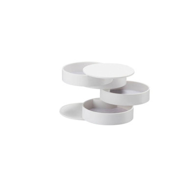 Organisateur de maquillage élégant, blanc, 3,9 x 3,9 x 3,9 pouces | 100% plastique sans BPA | Conception compacte pour un rangement facile | Idéal pour le meuble-lavabo, la salle de bain ou les voyages | Gardez vos essentiels beauté propres et accessibles
