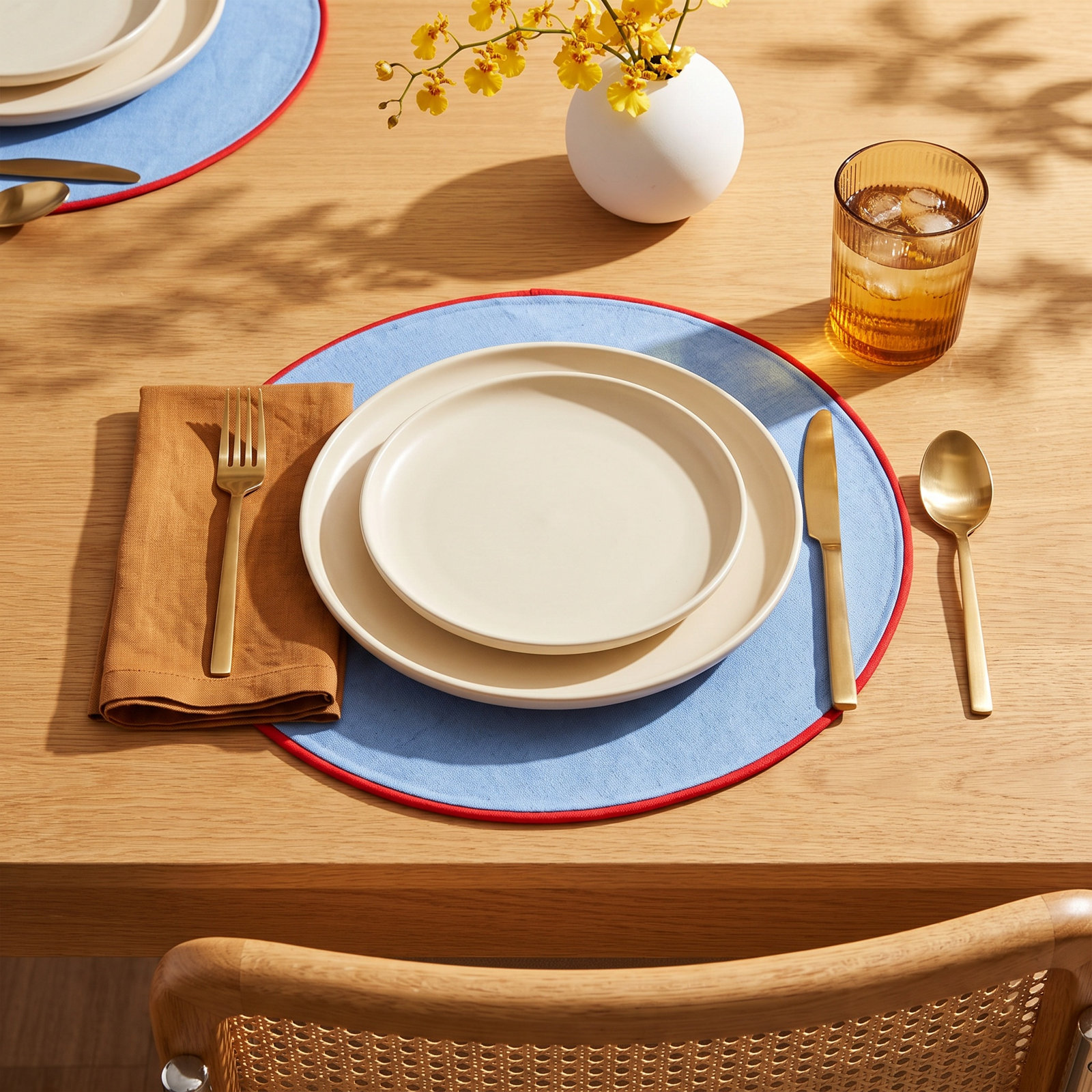 Reversible Placemat, French Blue/Red