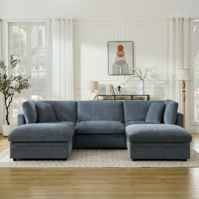 Oversized Down-Filled Modular Sofa With Ottomans