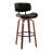 Lombardi 30" Mid-Century Modern Fixed-Height Barstool With Swivel In Walnut Wood And Black Faux Leather With Round Black Metal Footrest By Lumisource - Set Of 2-1663045110-1663045104