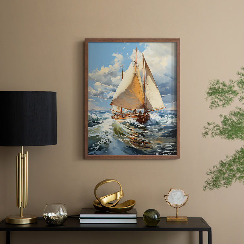 NAUTICAL Series CECLV III, reproduction d'art encadrée - bois massif, H 15 po x l 12 po, Noyer