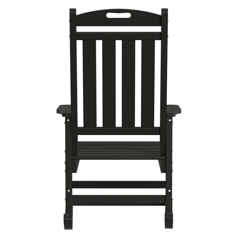 Chaises berçantes d'extérieur en PEHD pour patio, Noir, noir, noir, noir