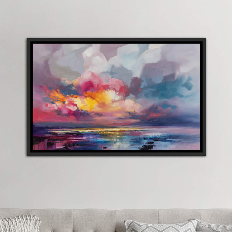 « deplacement » par scott naismith-reproduction d’art, Toile avec cadre noir, H 40 po x l 60 po x P 1,5 po