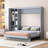 Ashen Murphy Bed with Shelves, Wardrobe & LED Light-115825684-121422758