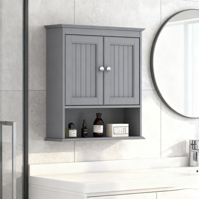 Bathroom Wall Cabinet With Mirror - Over The Toilet Storage Organizer With Adjustable Shelves, Modern Farmhouse Medicine Cabinet For Bathroom & Laundry Room