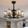6-Light Crystal Column Ceiling Fan With Remote Control, Dimmable Chandelier With Adjustable Height