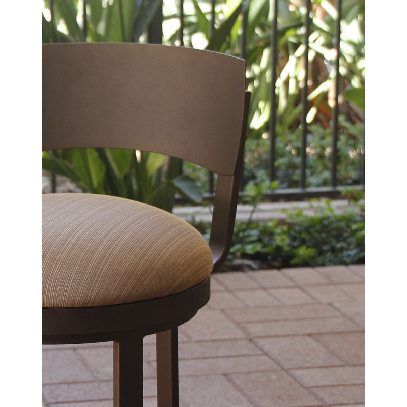 Tabouret de bar avec coussin Amareona, Café au lait Dupione, 26 po