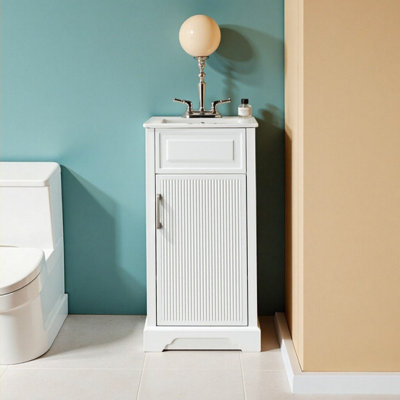 18" Freestanding Solid Wood Bathroom Vanity With Countertop, Soft-Close Doors & Drawers