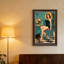 Tableau sur toile représentant une pin-up rétro en maillot de bain noir sur un tabouret chromé-1763706436