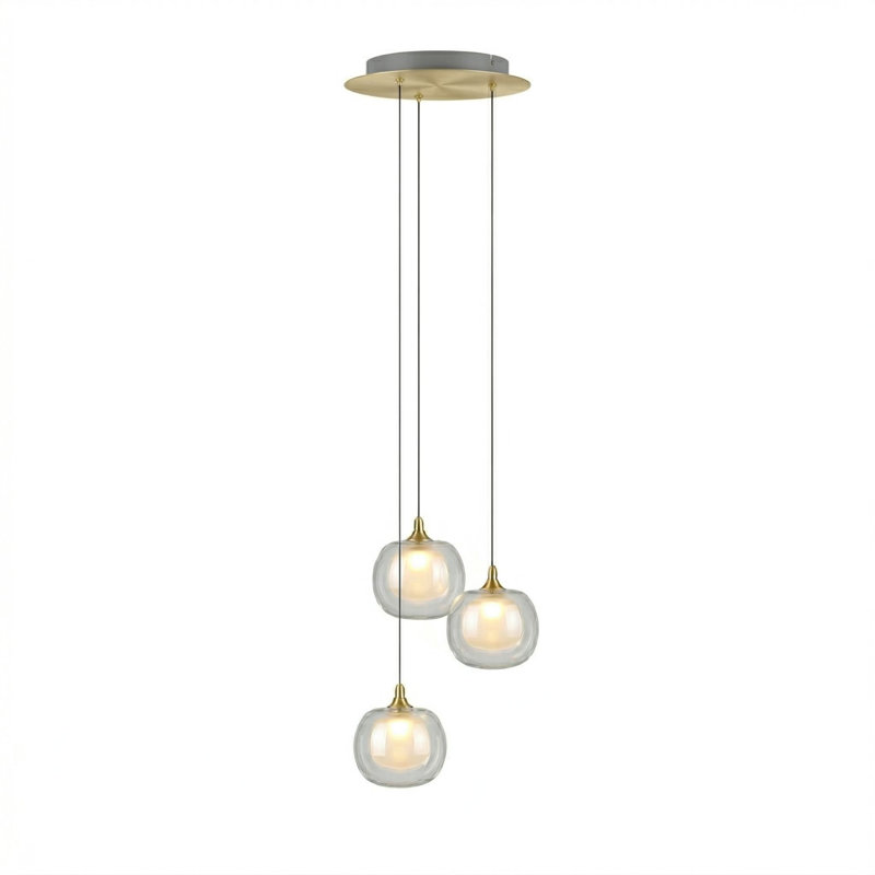 Luminaire suspendu sphère 3 lumières Mission, Laiton