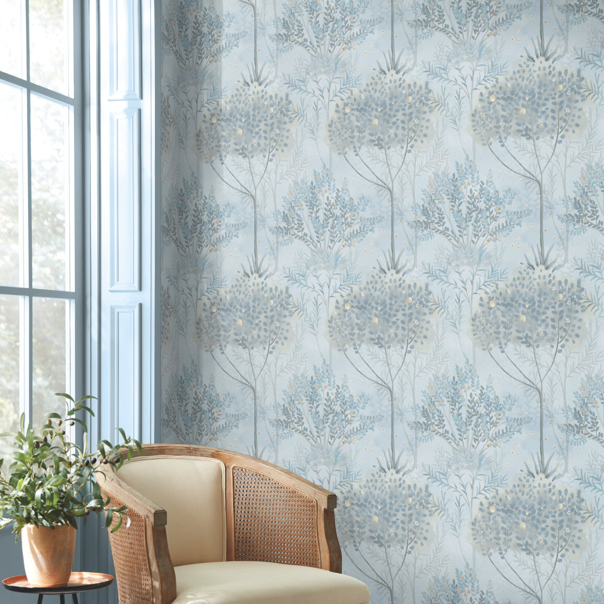 Astin Wallpaper Double Roll, Blue/Gray