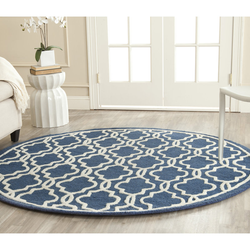 Brunswick Hand Tufted Wool Geometric Rug, Round 6'