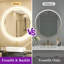 Miroir de salle de bain rond arrondi à DEL à intensité variable avec miroir de salle de bain à réglage de 3 couleurs et miroir de salle de bain rétro-éclairé avec verre trempé-105502954-105502963