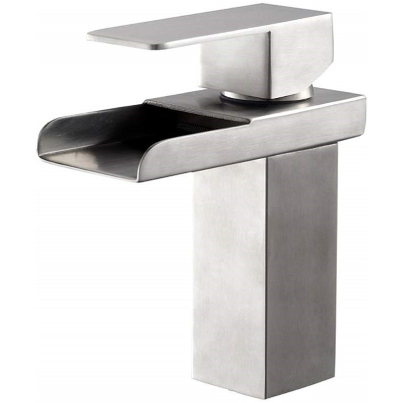 Robinet de salle de bain, poignée simple, trou, nickel brossé