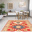 Tapis rouge foncé en laine noué à la main de conception unique 5 pi 8 po x 8 pi 2 po Olivia-Faith