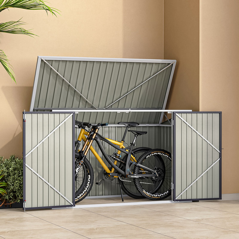 Auli 7 ft. W x 3 ft. D Metal Apex Bike Shed, Black
