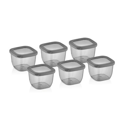 Premium Quality Transparent-Smoked Square Storage Container Set - 6x550 mL, Airtight Lids, BPA-Free, Stackable and Space-Saving