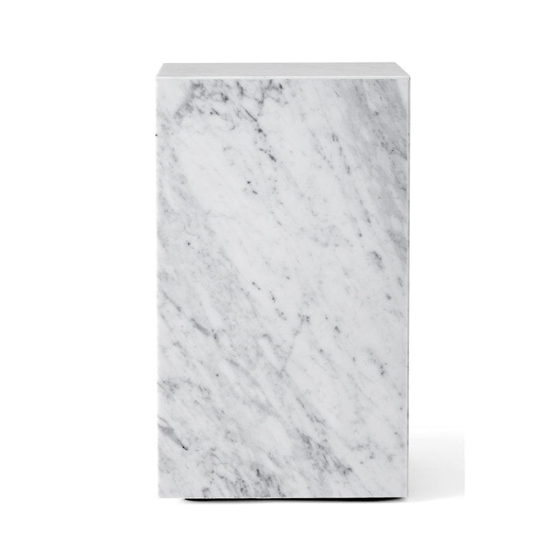 Plinth Marble End Table, White Carrara, 20.1" H x 11.8" W x 11.8" D