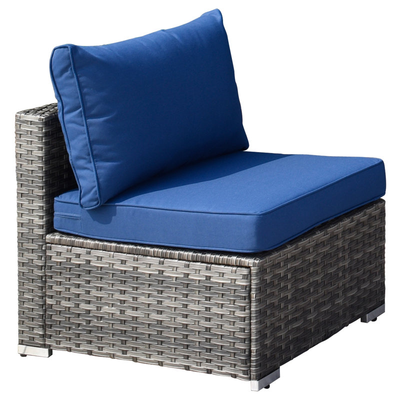 Aliva 6 - Person Modular Patio Conversation Sets with Cushions, Navy Blue