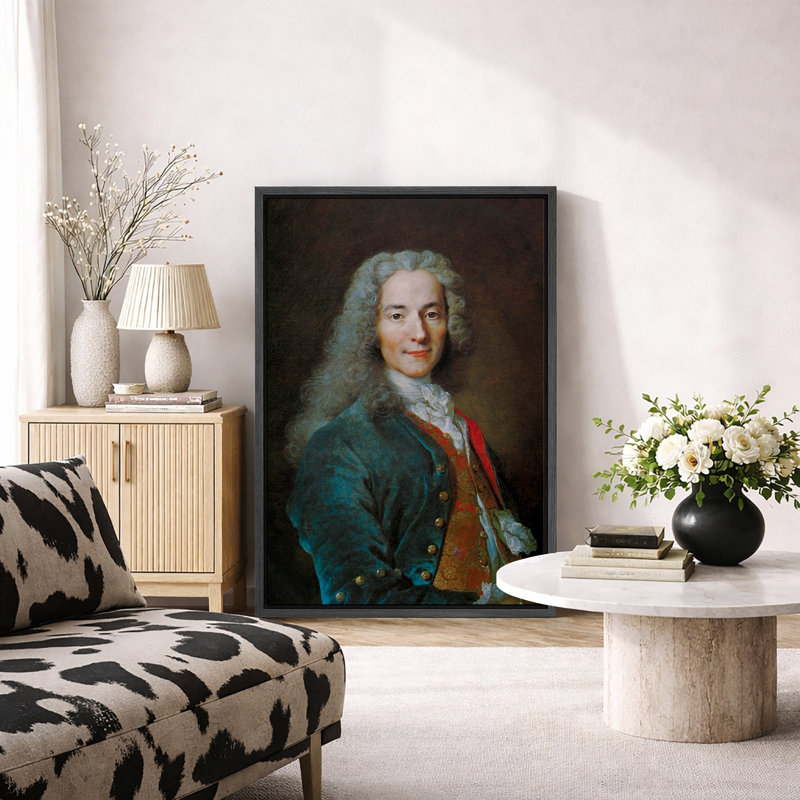 Voltaire Enlightenment Thinker Portrait, H 36 po x l 24 po x P 1,5 po, Cadre flottant noir
