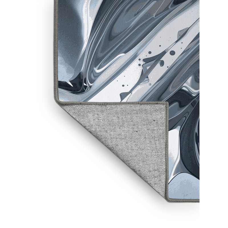 Machine Washable Manhasset Sleek & Chic Modern Ombre Rug in Gray – Gray Binding, 8' Square