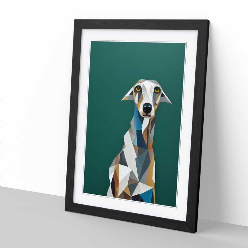 Nordland Greyhound Geometric - Picture Frame Print, 64cm H x 46cm W, Black