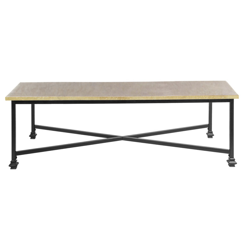 Table basse à 4 pieds New York, Dos plat, Travertin clair