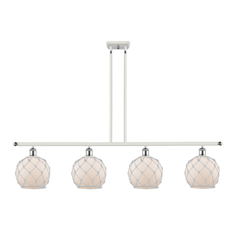 Luminaire suspendu linéaire à 4 lumières pour îlot de cuisine Hillhouse, Ampoule non incluse, Blanc et chrome poli