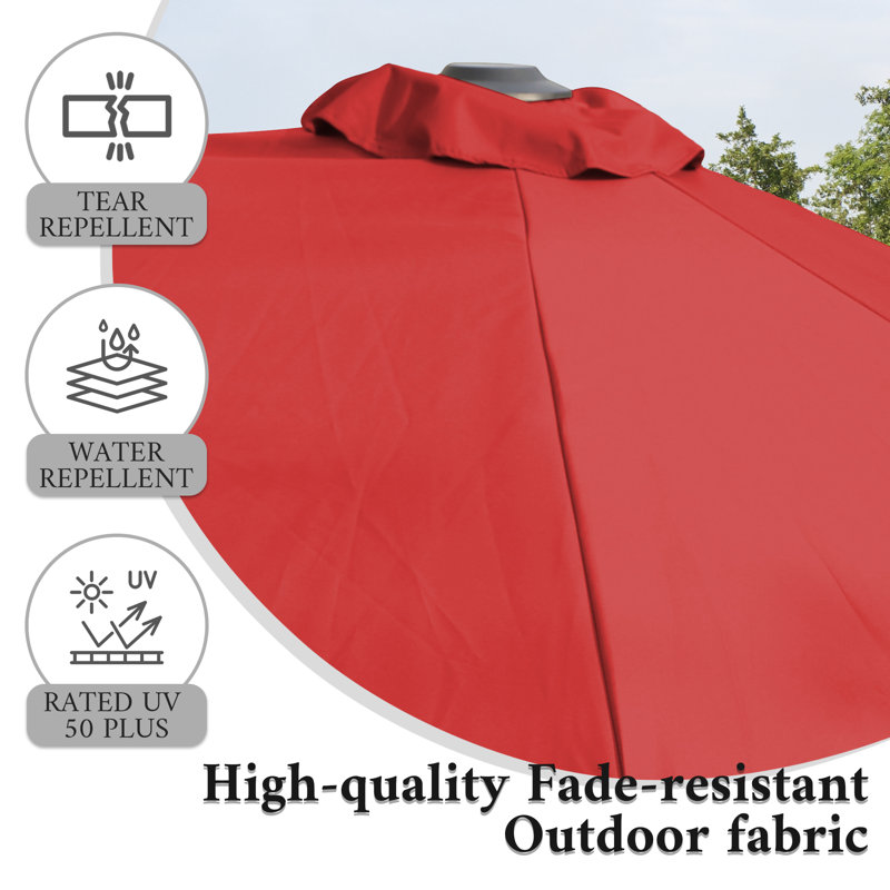 Parasol de marché rectangulaire 12,5 pi x 6,7 pi sans base, Rouge