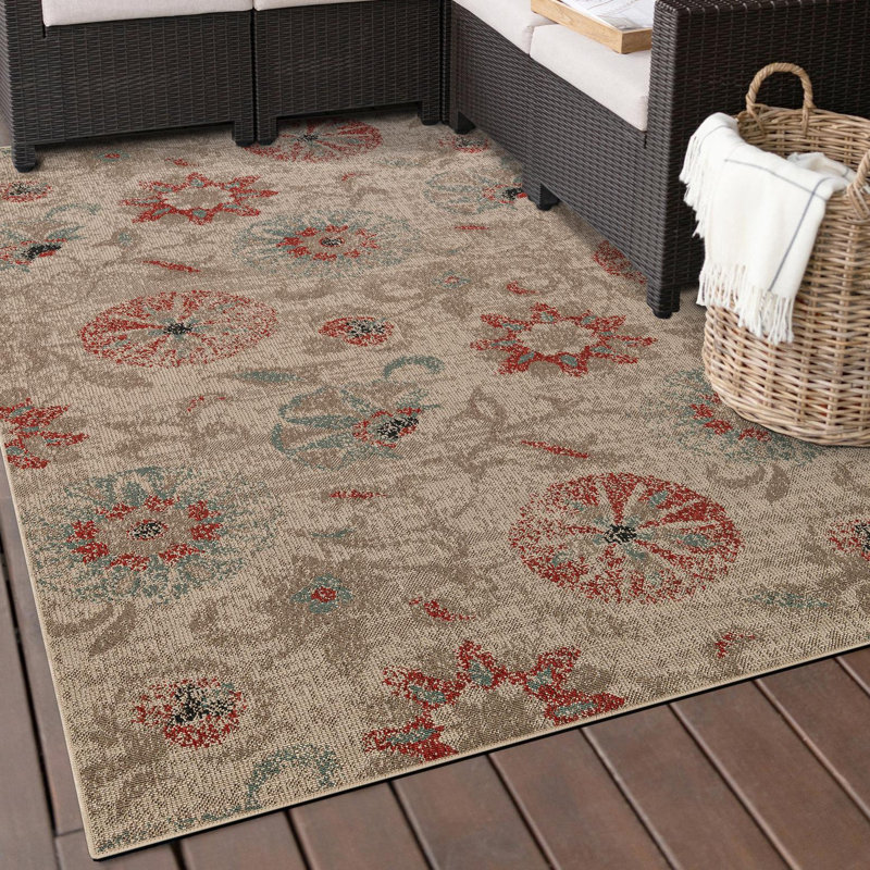 Indoor/Outdoor Botanical Area Rug, Rectangle 2' x 3'1"