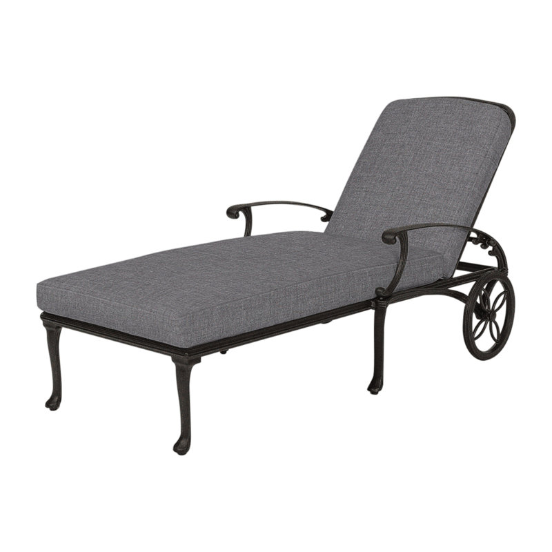 Michigan Outdoor Chaise Lounge, Cast Slate Sunbrella® Plainweave, Vintage