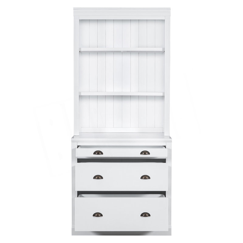 Bookshelf With Led Lighting, Modern Bookcase With 3 Drawer And Open Shelves