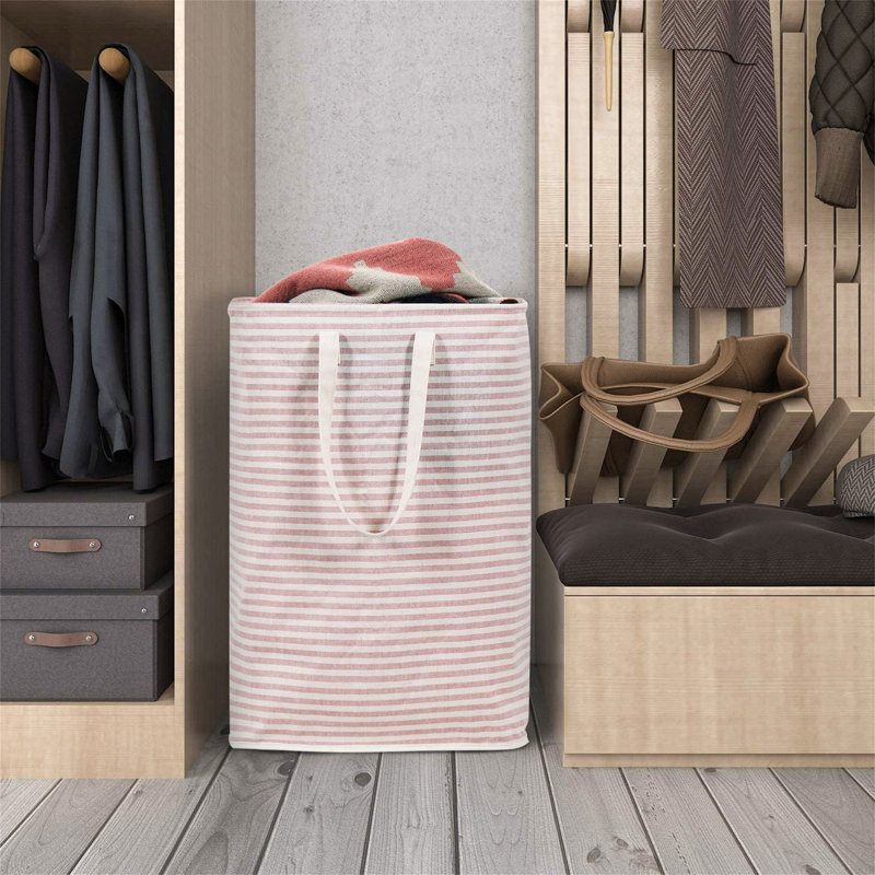 Laundry Basket with Handles, Pink