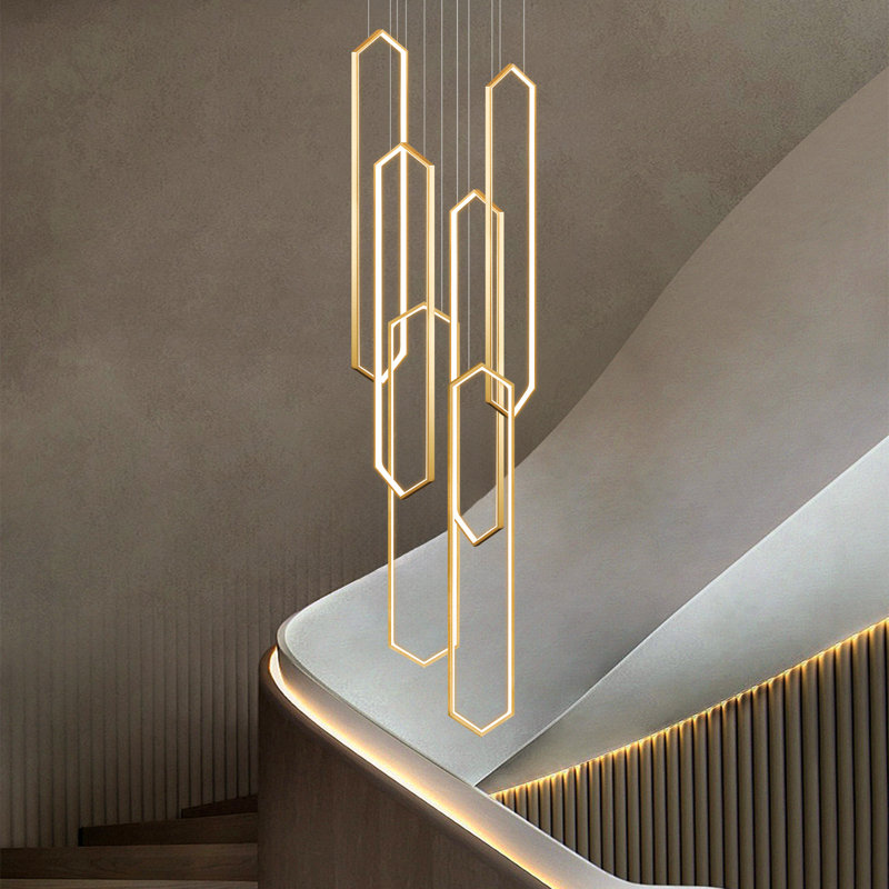 6 Rings Led Dimmable Chandelier, Gold, 138"H x 24" W x 24" D