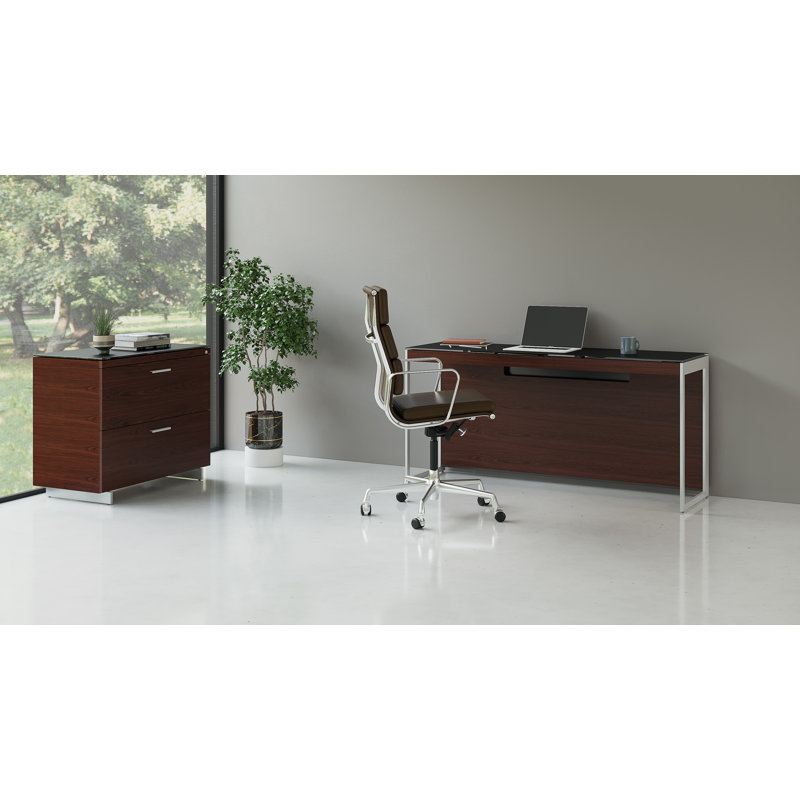 Sequel 20 35'' Wide 2 -Drawer File Cabinet, Chocolate Stained Walnut/Satin Nickel