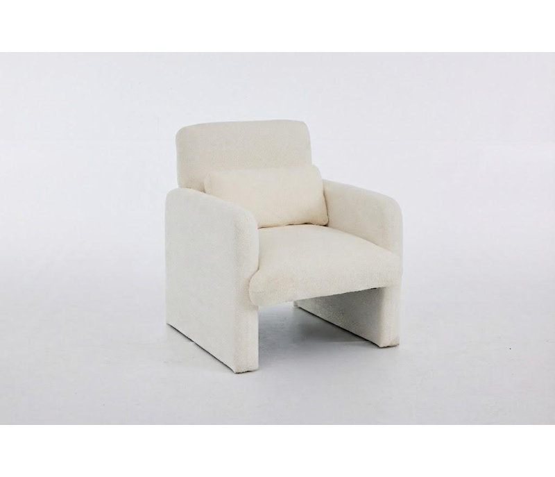 Canapé simple rembourré Modern Boucle, Blanc ancien