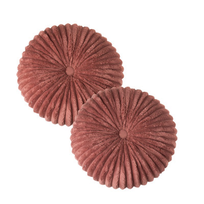 Decorative Round Throw Pillows For Bed Couch - 2 Pieces Handcraft Ruched Pumpkin Pillow,  Soft And Durable Velvet Floor Pillow For Home Decor, Bed Living Room And Sofa