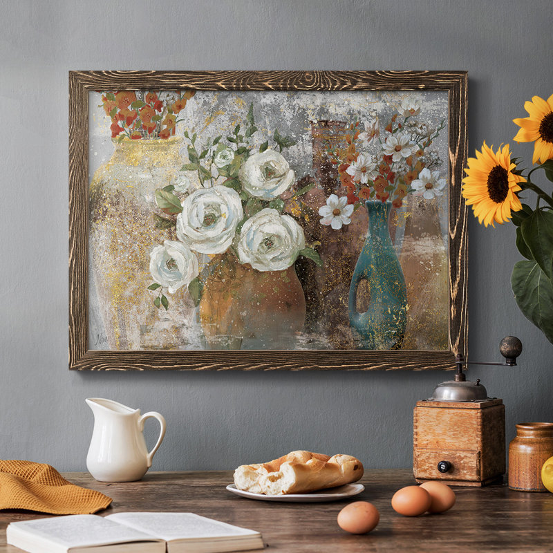 «Vessels And Blooms Spice», reproduction d'art sur toile, Noyer, H 18 po x l 26 po x P 1,5 po