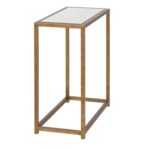 Christian Gold Metal and Glass Rectangular End Table