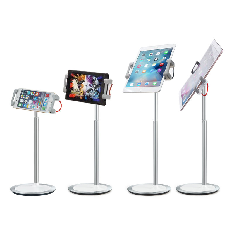 White Adjustable Aluminum Table Stand for Tablets and Smartphones