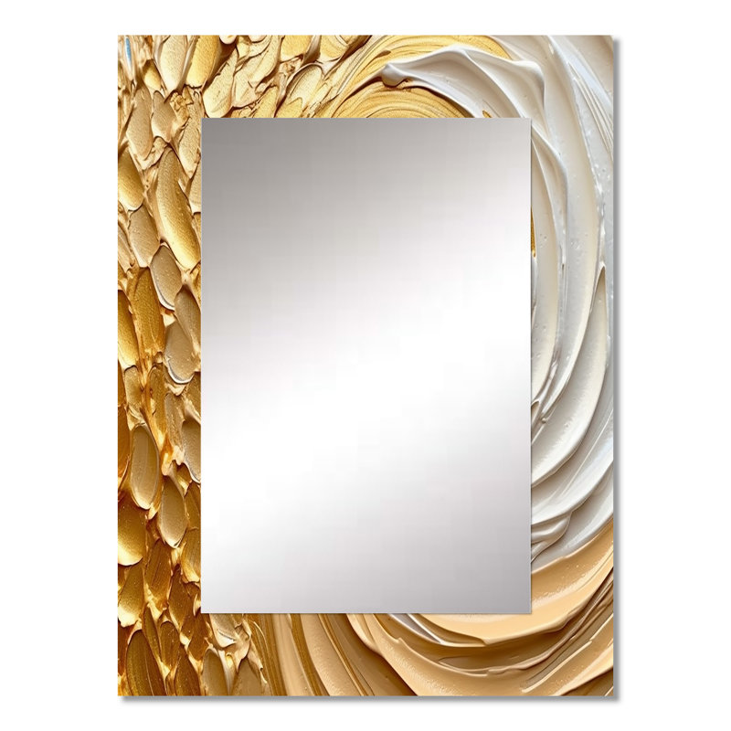 Gold Eternal Swirl I - Abstract Spirals Wall Mirror, Gold Decorative Mirror, Printed Metal Art, 32" x 24"