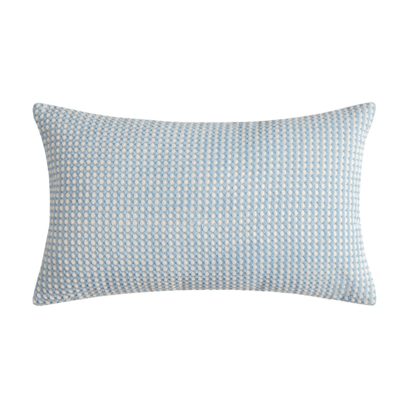 Coussin en velours côtelé deux tons, Bleu clair, Polyester, 14"H x 20"W