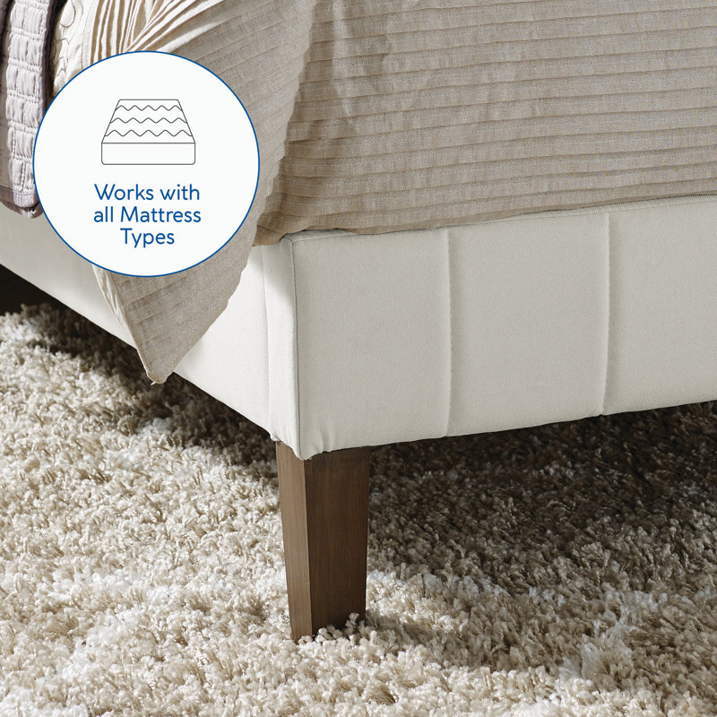 Moniz Upholstered Platform Bed, Taupe, King