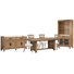 Table de salle à manger extensible à tréteaux avec 4 chaises d'appoint et une vitrine