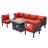 Ensemble modulaire d'extérieur 7 pièces Chelsea - Ensemble de conversation modulaire avec coussins, structure en aluminium et table basse en verre trempé-1040239838