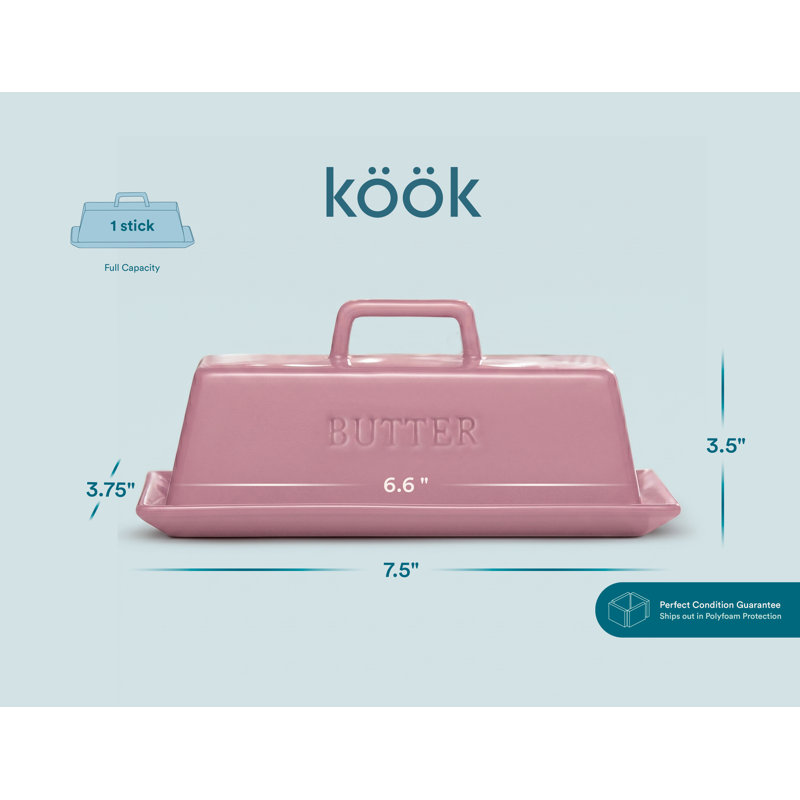 Ceramic Butter Dish, Pink