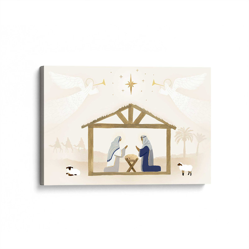 Holy Night Nativity Scene Print, 8" H x 12" W x 1.25" D, Wrapped Canvas