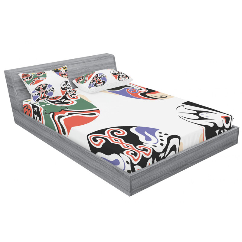 Ensemble de draps Masque d'opéra chinois, Ensemble de draps pour lit double avec un drap-hou