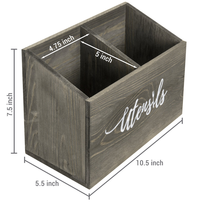 Wood Rectangle Flatware Caddy, Grey